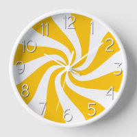 Candy Peppermint Swirl Yellow and White Clock