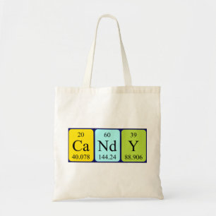 Candy periodic table name tote bag