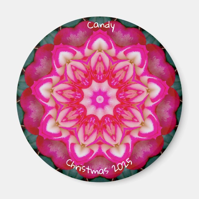CANDY ~ Personalised Miniature Rose Fractal ~  Magnet (Front)