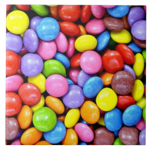 Candy pieces, colourful sweet treats ceramic tile