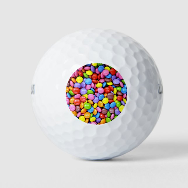 Candy pieces, colourful sweet treats golf balls (Front)