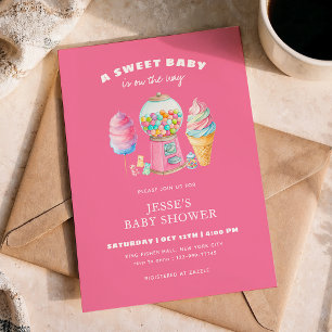 Candy Pink A Sweet Baby Shower is on the way  Invitation
