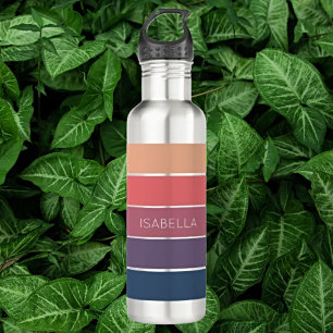 Candy Pink and Serene Blue Aesthetic Stripes 710 Ml Water Bottle