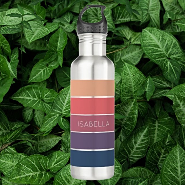 Candy Pink and Serene Blue Aesthetic Stripes 710 Ml Water Bottle (Creator Uploaded)