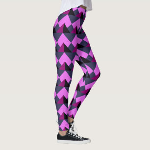 Candy Pink, Eggplant, blue, and jaguar geometric Leggings