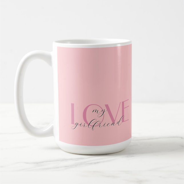 Candy Pink Elegant LOVE Pastel Rose Valentine Coffee Mug (Left)