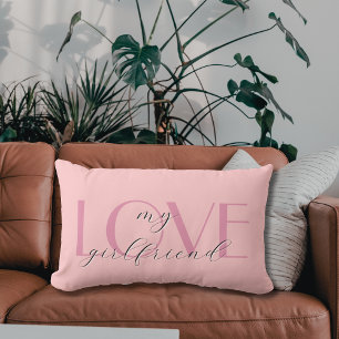 Candy Pink Elegant LOVE Pastel Rose Valentine Lumbar Cushion