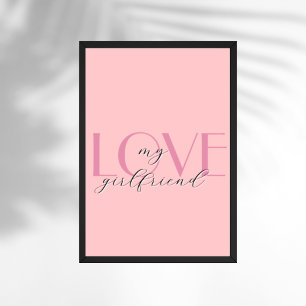 Candy Pink Elegant LOVE Pastel Rose Valentine Poster