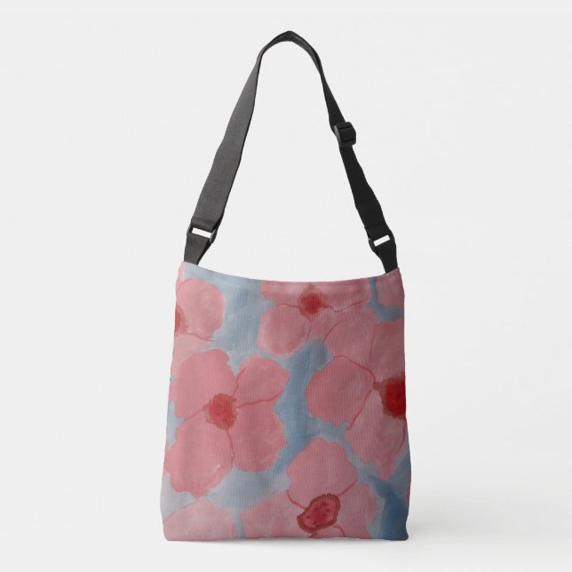 Candy Pink Flowers Crossbody Bag (Front)