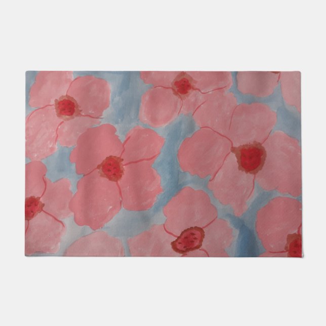 Candy Pink Flowers Door Mat (Front)