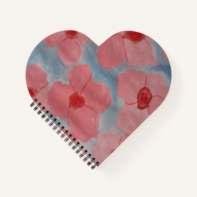Candy Pink Flowers Heart Notebook (Front)