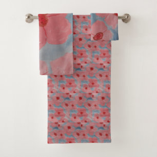Candy Pink Flowers Towel Set