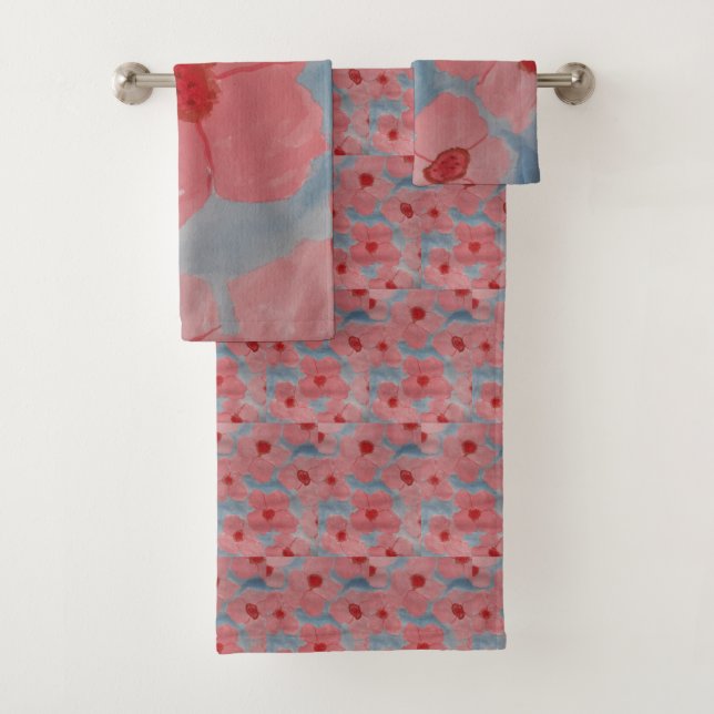 Candy Pink Flowers Towel Set (Insitu)