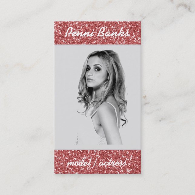 Candy Pink Glitter Model Actress Business Cards (Front)