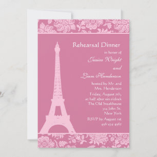 Candy Pink in Paris Rehearsal Dinner Invitation