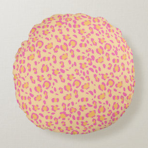 Candy Pink Leopard Animal Print Glam 1 Round Cushion
