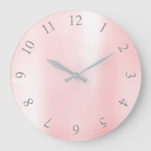 Candy Pink Metallic Silver Grey US UK Numbers Large Clock
