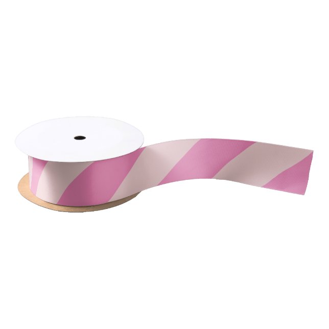 Candy Pink on Blush Wide Stripe Satin Ribbon (Spool)