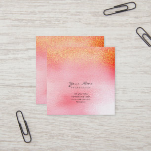 Candy Pink Peach Rose Gold Peach Ombre Square Vip Square Business Card