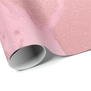Candy Pink Rose Molten Marble Glass Abstract Wrapping Paper