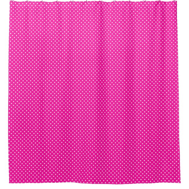 Candy Pink White Girly Square Polka Dot Pattern Shower Curtain (Front)