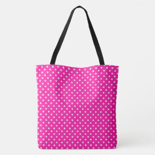 Candy Pink White Girly Square Polka Dot Pattern Tote Bag