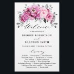 Candy Pink White Silver Floral Wedding Program<br><div class="desc">Elegant royal blue white silver theme wedding program featuring elegant bouquet of candy pink,  silver,  pure white colour rose flowers buds and grey eucalyptus leaves. Please contact me for any help in customisation or if you need any other product with this design.</div>