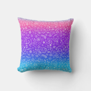 Candy Pop Floral Doodle Art Throw Pillow