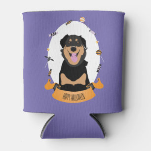 Candy Portrait Rottweiler Dog Purple Orange Can Cooler