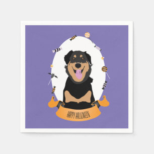 Candy Portrait Rottweiler Dog Purple Orange Napkin