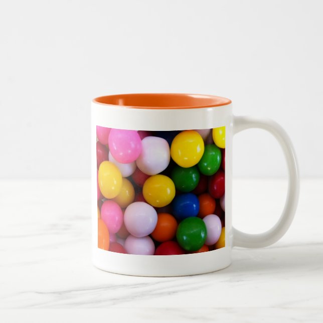 Candy rainbow gum balls Two-Tone coffee mug (Right)
