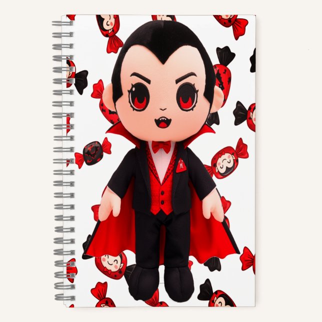 Candy Red And Black Dracula Inspired Halloween Notebook (Front)