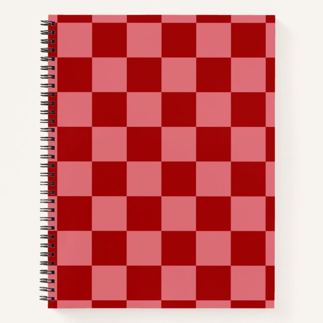 Candy Red and Candy Pink Chequerboard Notebook (Front)
