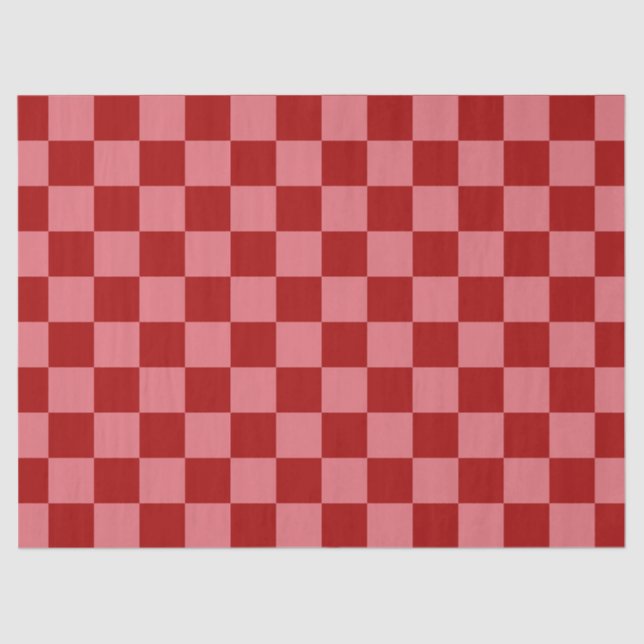 Candy Red and Candy Pink Chequerboard Tissue Paper (Front)