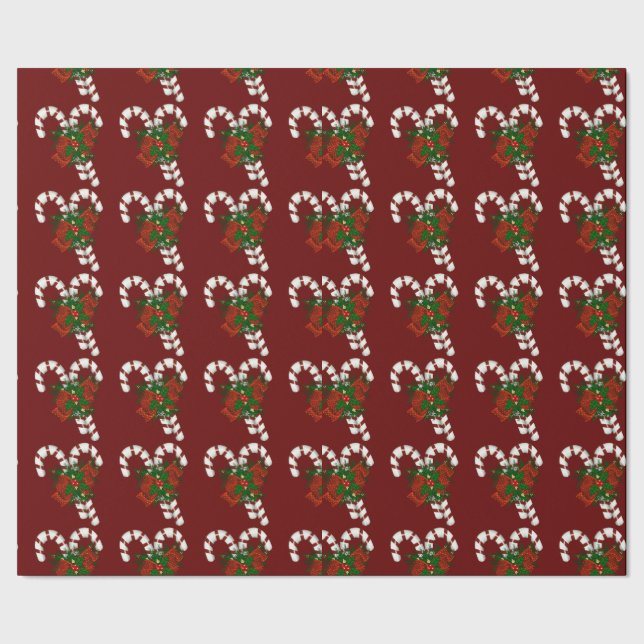 Candy Red Candy Cane Wrapping Paper (Seam)