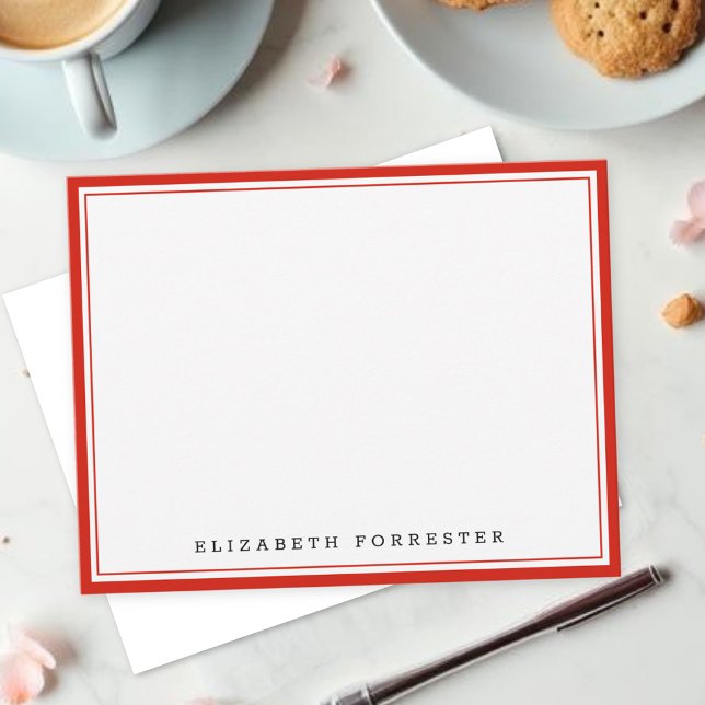 Candy Red Classic Double Border Correspondence Card (Creator Uploaded)