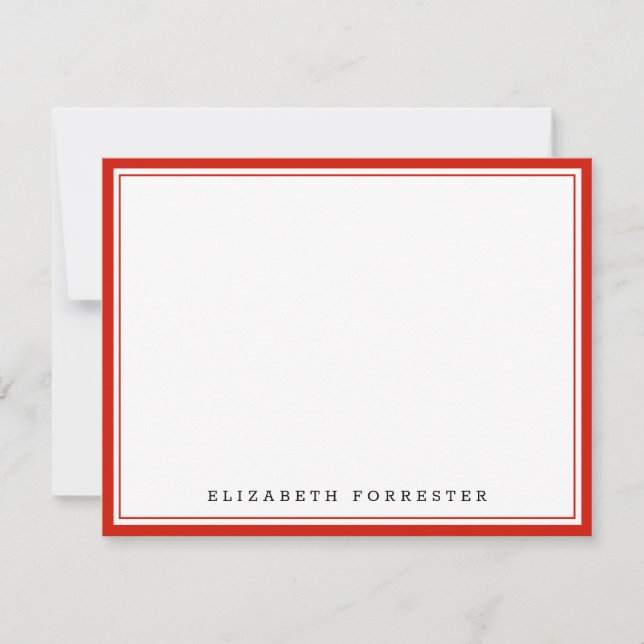 Candy Red Classic Double Border Correspondence Card (Front)