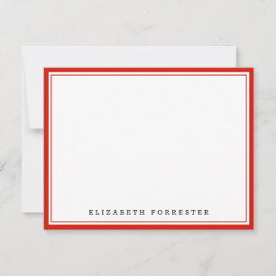 Candy Red Classic Double Border Correspondence Card