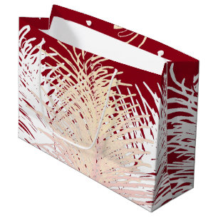 candy red Pale Yellow Peach White Feathers Large Gift Bag