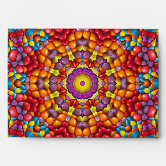 Candy Red Yellow Orange Vintage Kaleidoscope Envelope (Front)