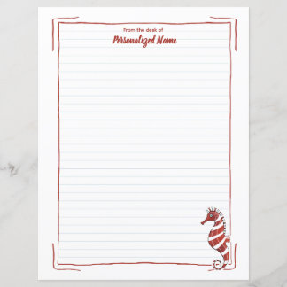 Candy Seahorse Lined Paper Sheet