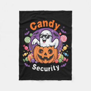 Candy Security Boo Pumpkin Funny Ghost Halloween C Fleece Blanket