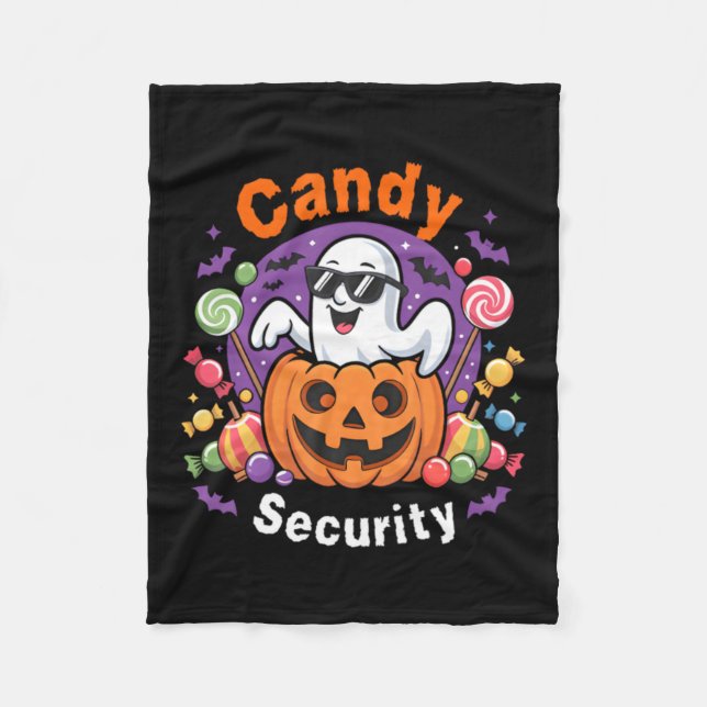 Candy Security Boo Pumpkin Ghost Halloween Fleece Blanket (Front)