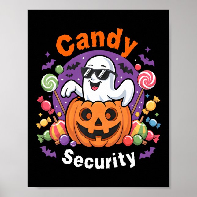 Candy Security Boo Pumpkin Ghost Halloween Poster (Front)