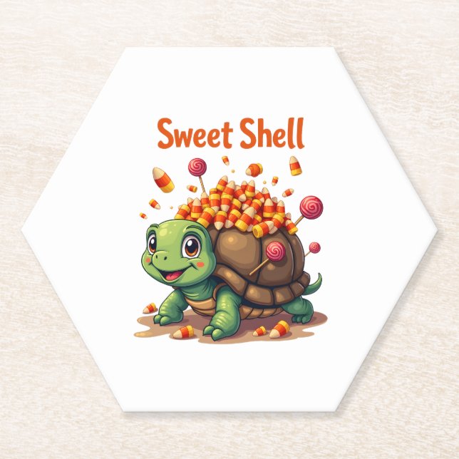 Candy Shell Turtle Paper Coaster (Front)