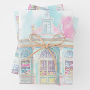 Candy shop at Paris watercolor Wrapping Paper Sheet