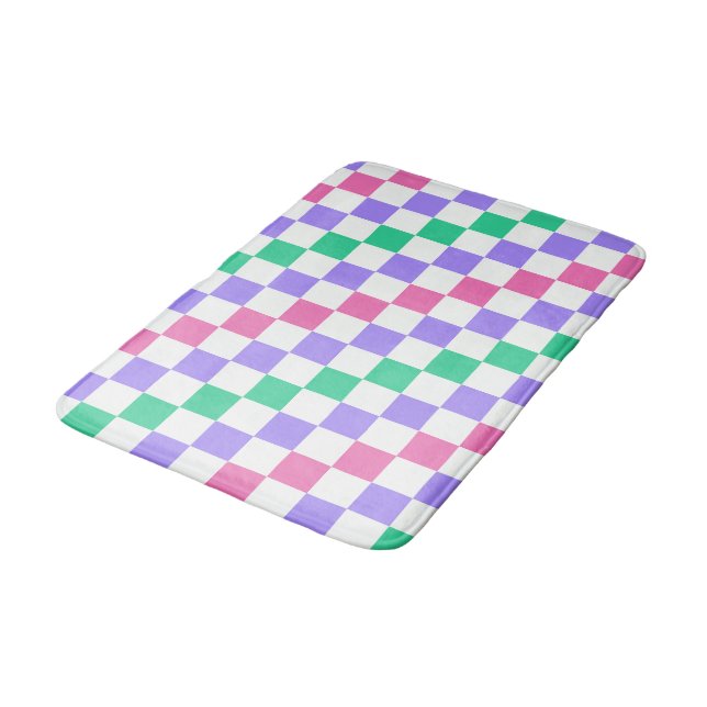 Candy shop diagonal checkerboard pattern bath mat (Angled)