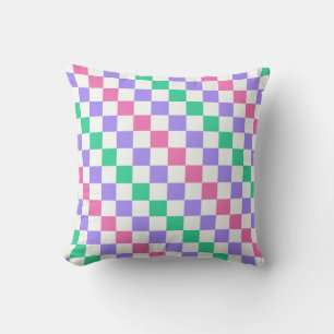 Candy shop diagonal chequerboard pattern cushion