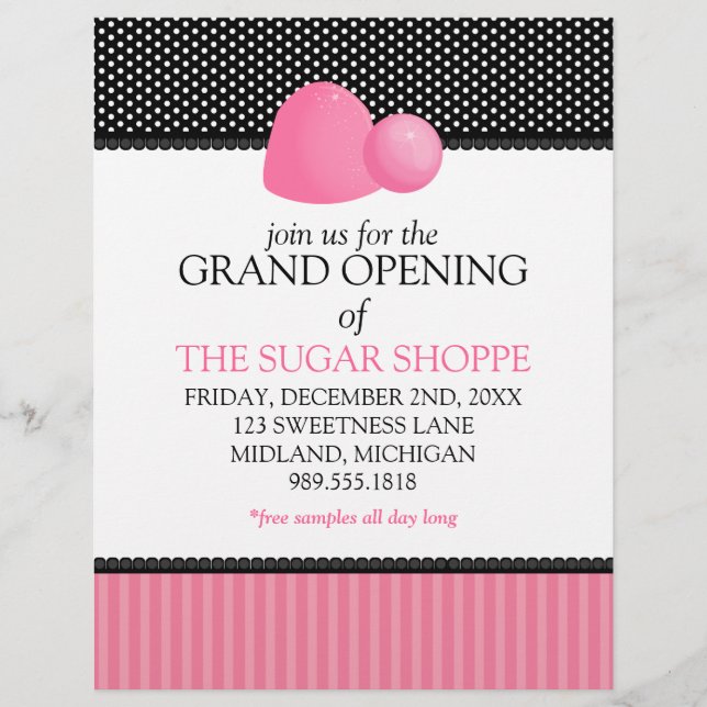Candy Shop Grand Opening Announcement Flyers (Front)