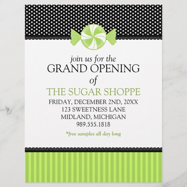 Candy Shop Grand Opening Announcement Flyers (Front)